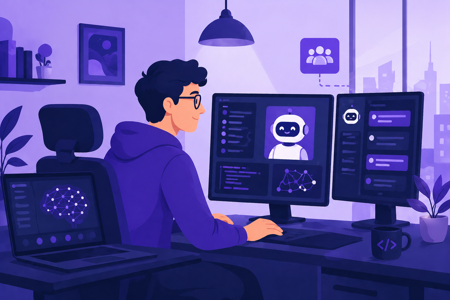 Desarrollador de software trabajando con inteligencia artificial
